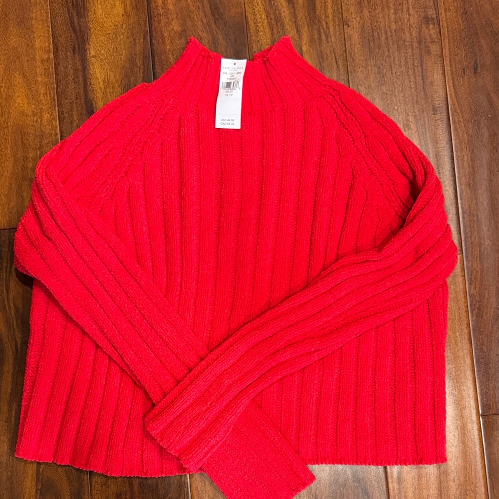 Red Ribbed Women's Sweater XS